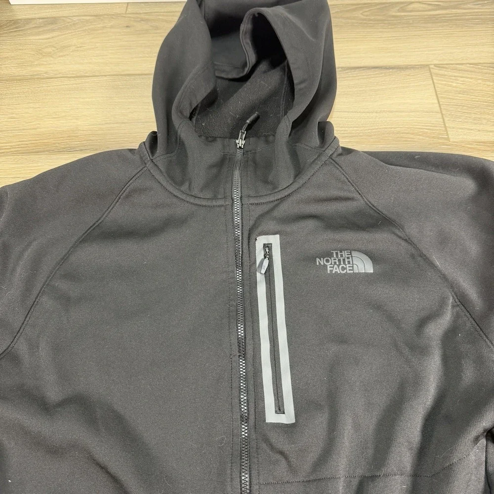 The North Face Mens Canyon Flat Fleece Hooded Jacket Full Zip Black XL